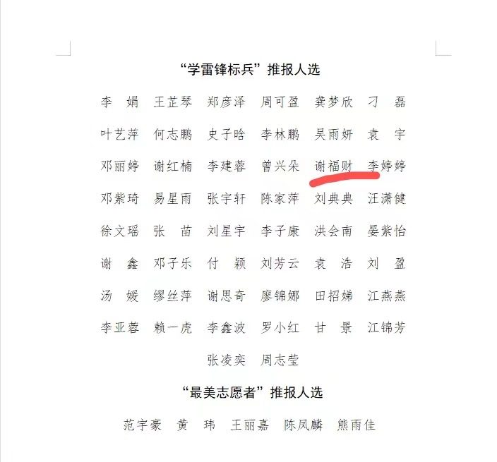 评选学雷锋标兵，我在报推申报推选人选里面