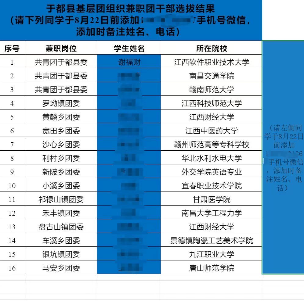 于都县基层团组织兼职团干部